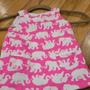 Pink and White Elephant Print Dress 18-24 Months